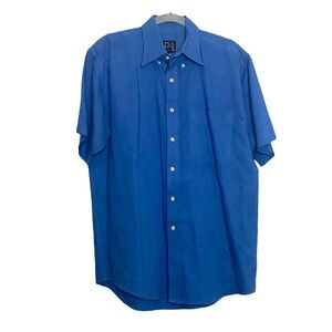Jos. A. Bank Men's Blue 100% Linen Short Sleeve Button Down Shirt size Medium
